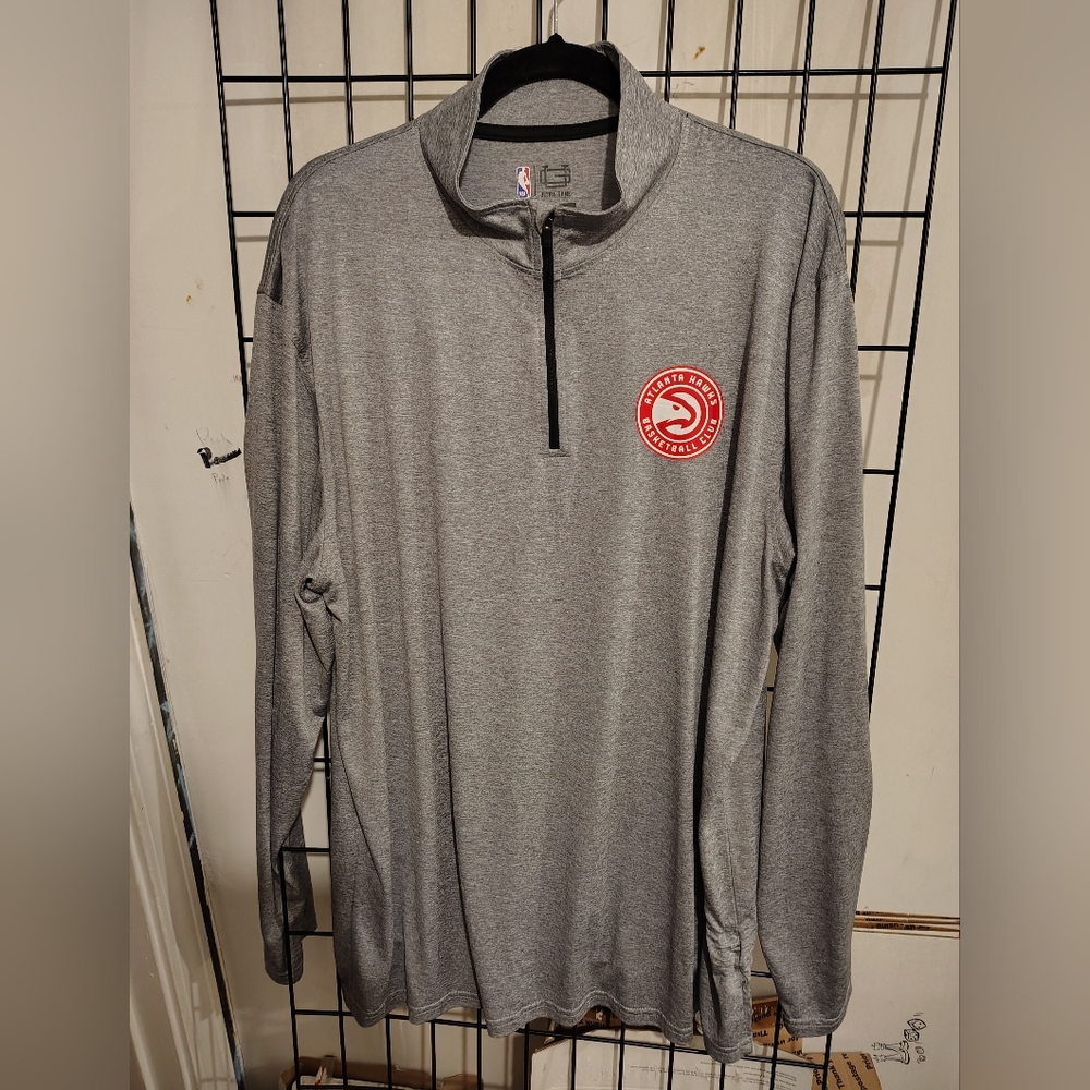 Ultra Game NBA Official Quarter Zip Long Sleeve Pullover - Atlanta Hawks